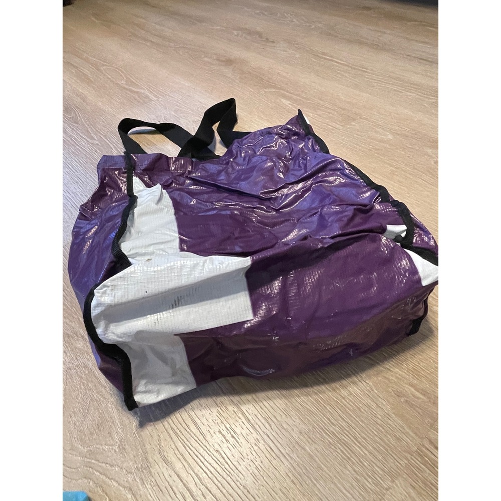 Slack Recycled Billboard Tote Bag Purple White Upcycled Eco Friendly Made in USA - Picture 4 of 5